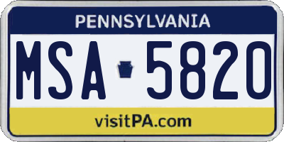 PA license plate MSA5820