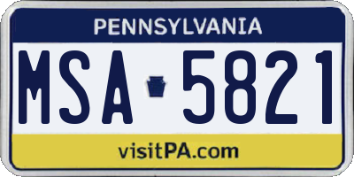 PA license plate MSA5821