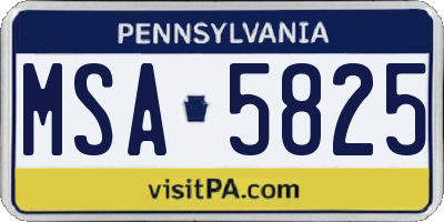 PA license plate MSA5825