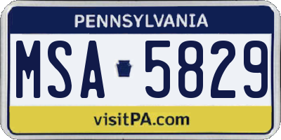 PA license plate MSA5829