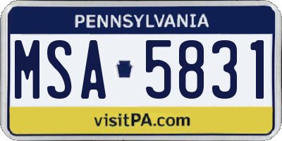 PA license plate MSA5831