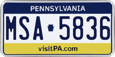 PA license plate MSA5836