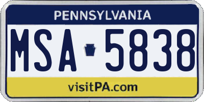 PA license plate MSA5838