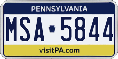 PA license plate MSA5844