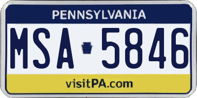 PA license plate MSA5846