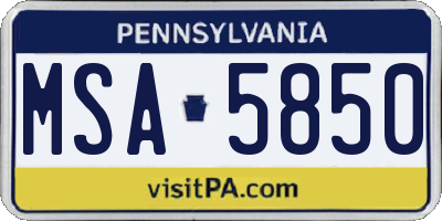 PA license plate MSA5850