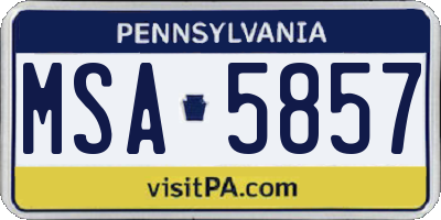 PA license plate MSA5857