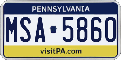 PA license plate MSA5860