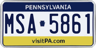 PA license plate MSA5861