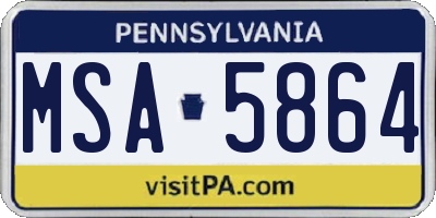 PA license plate MSA5864