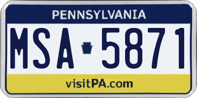 PA license plate MSA5871