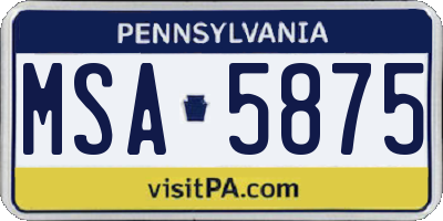 PA license plate MSA5875