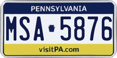 PA license plate MSA5876