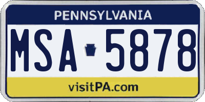 PA license plate MSA5878
