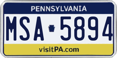 PA license plate MSA5894