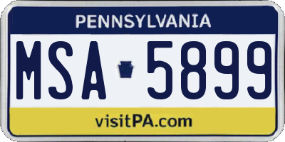 PA license plate MSA5899