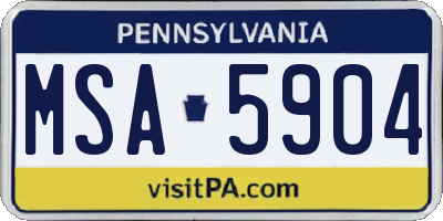 PA license plate MSA5904