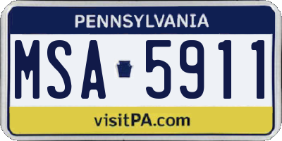 PA license plate MSA5911