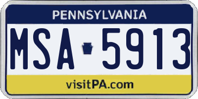 PA license plate MSA5913