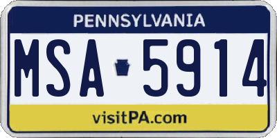 PA license plate MSA5914