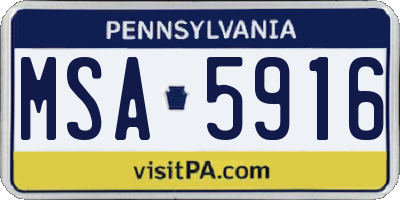 PA license plate MSA5916