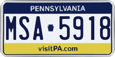 PA license plate MSA5918
