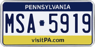 PA license plate MSA5919