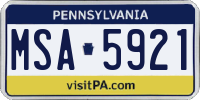 PA license plate MSA5921