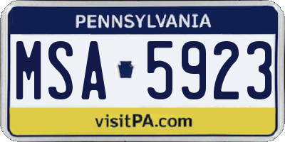 PA license plate MSA5923
