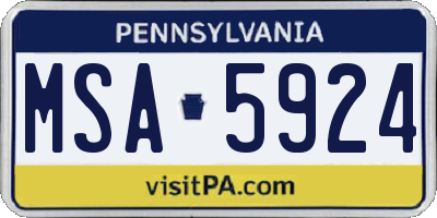 PA license plate MSA5924