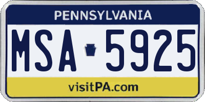 PA license plate MSA5925