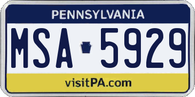 PA license plate MSA5929