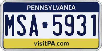 PA license plate MSA5931