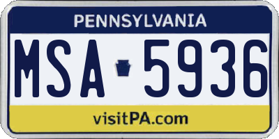 PA license plate MSA5936