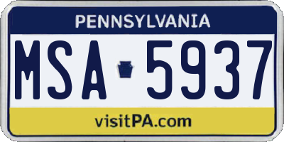 PA license plate MSA5937