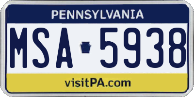 PA license plate MSA5938