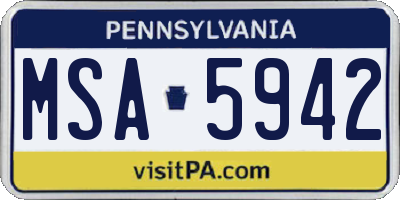 PA license plate MSA5942