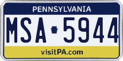 PA license plate MSA5944