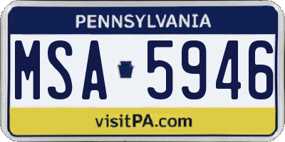 PA license plate MSA5946