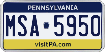 PA license plate MSA5950