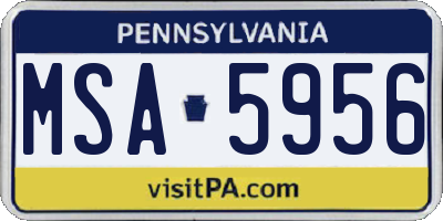 PA license plate MSA5956