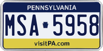 PA license plate MSA5958