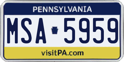 PA license plate MSA5959