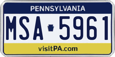 PA license plate MSA5961