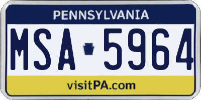 PA license plate MSA5964
