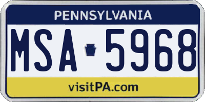 PA license plate MSA5968