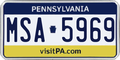 PA license plate MSA5969