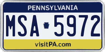 PA license plate MSA5972