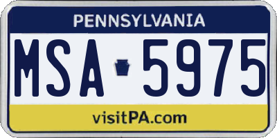 PA license plate MSA5975