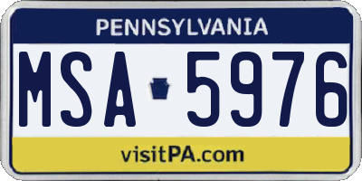 PA license plate MSA5976